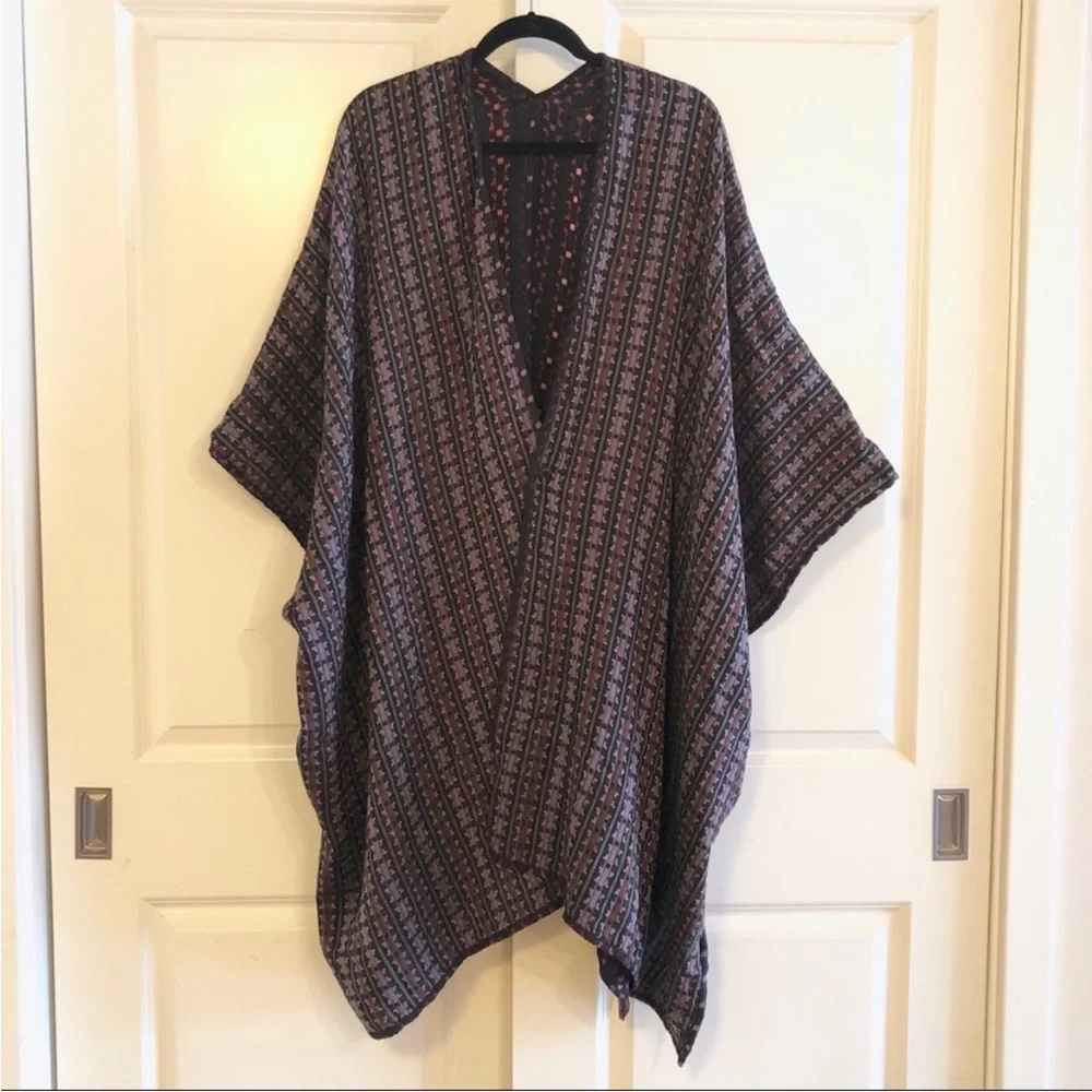 Ace & Jig Camino poncho mardi gras‎ calico 100% Cotton Reversible Wrap Kimono